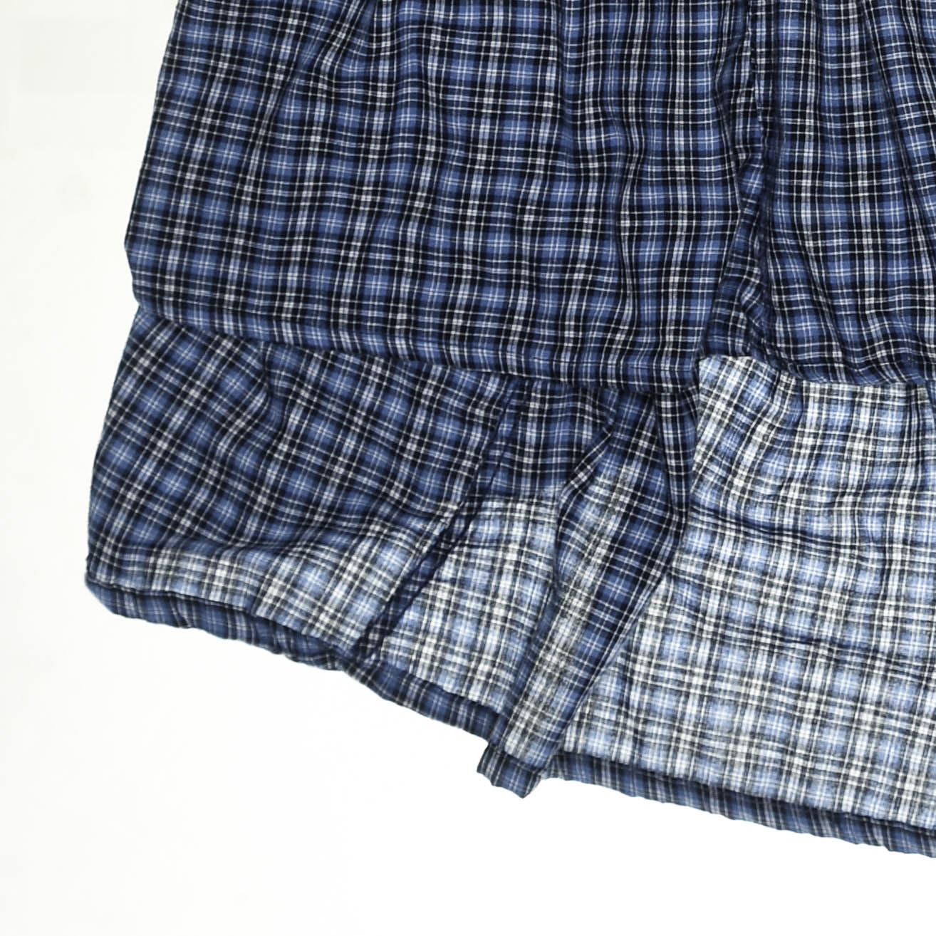 Blue Check Patchwork Boxer Skirt Midi