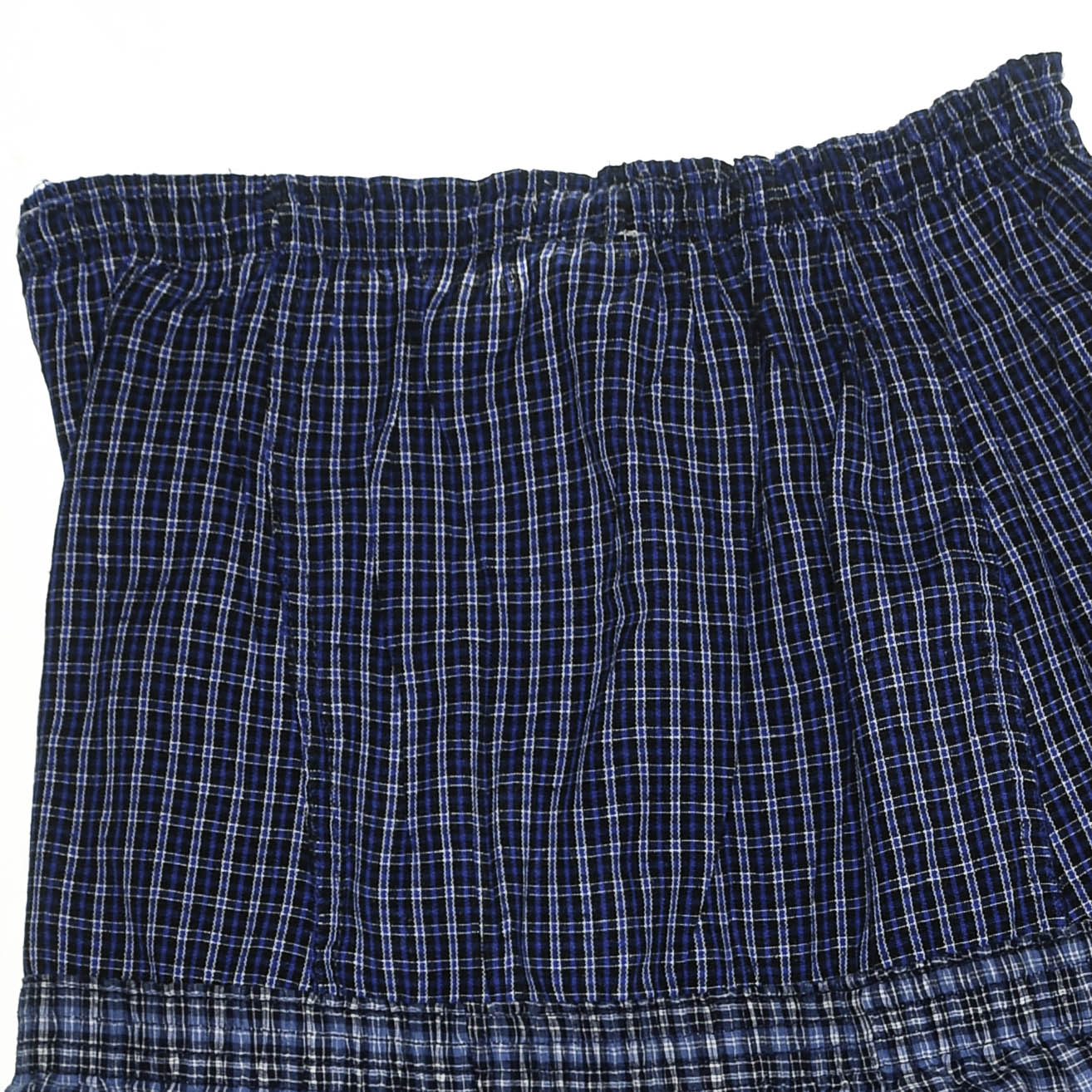 Blue Check Patchwork Boxer Skirt Midi