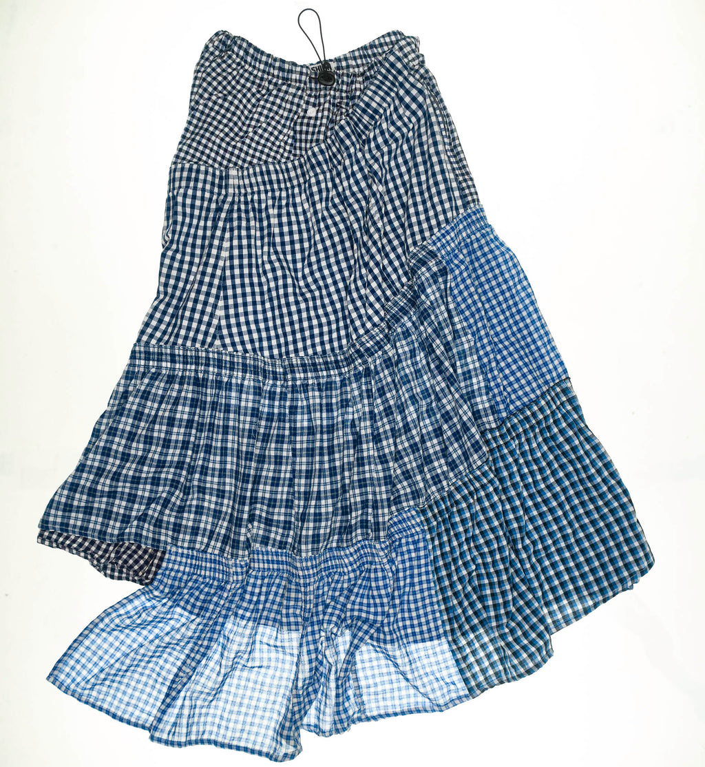 Blue Gingham Boxer Skirt Maxi