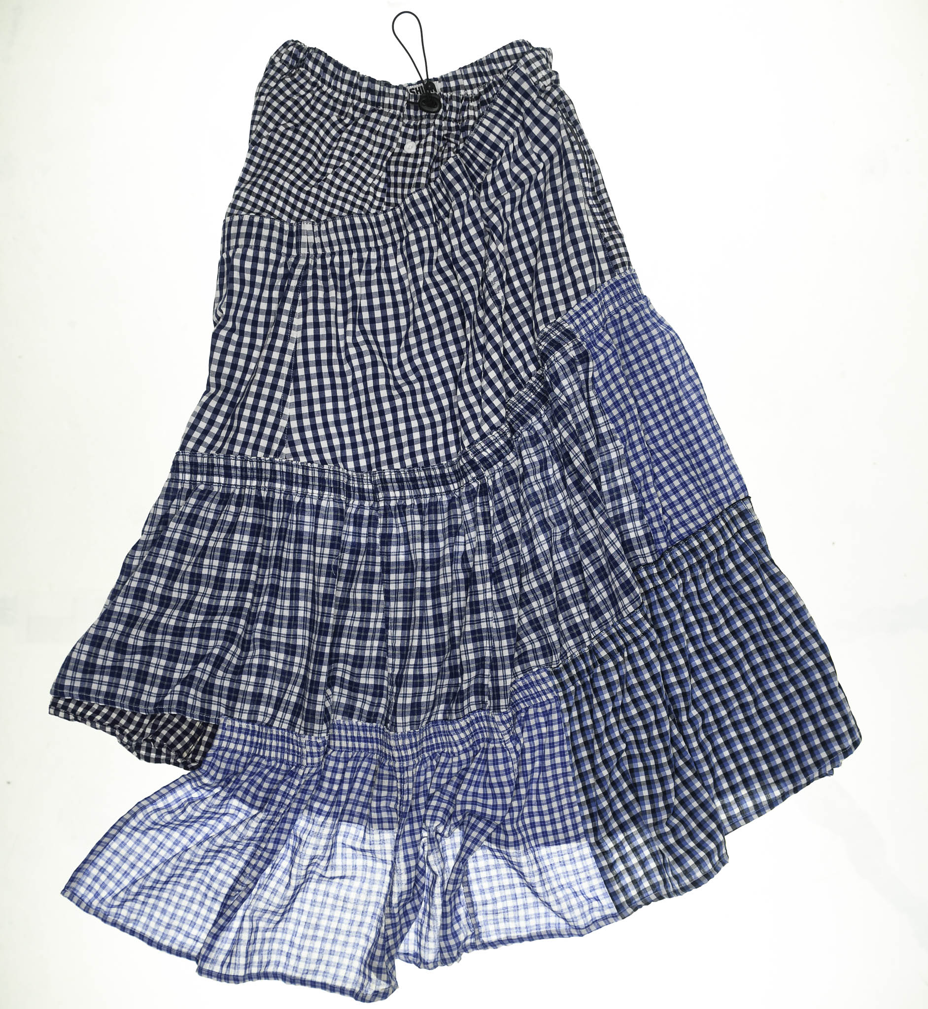 Blue Gingham Boxer Skirt Maxi