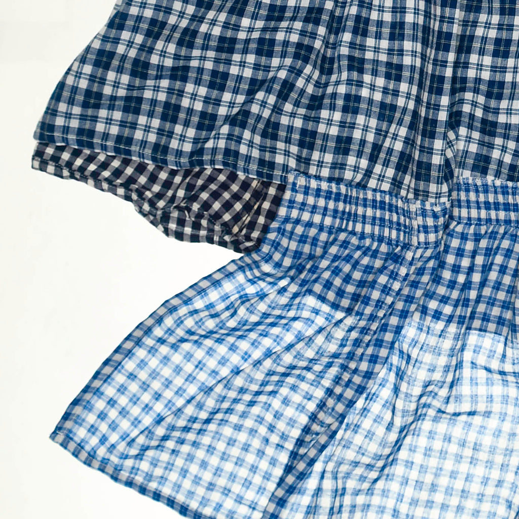 Blue Gingham Boxer Skirt Maxi