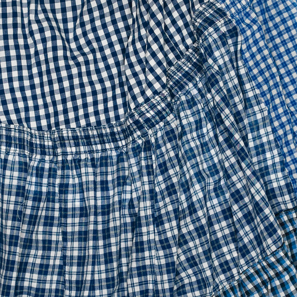 Blue Gingham Boxer Skirt Maxi