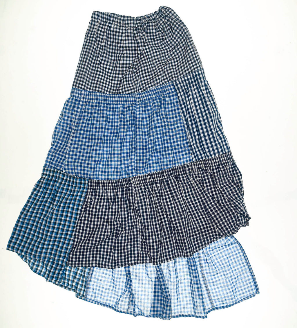 Blue Gingham Boxer Skirt Maxi