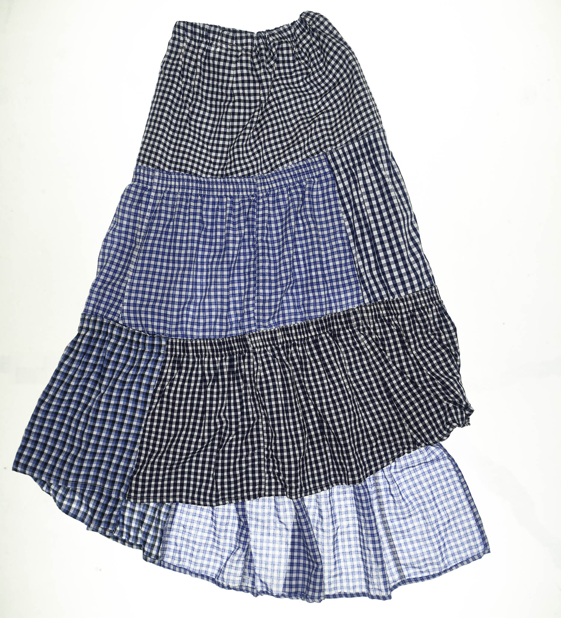Blue Gingham Boxer Skirt Maxi