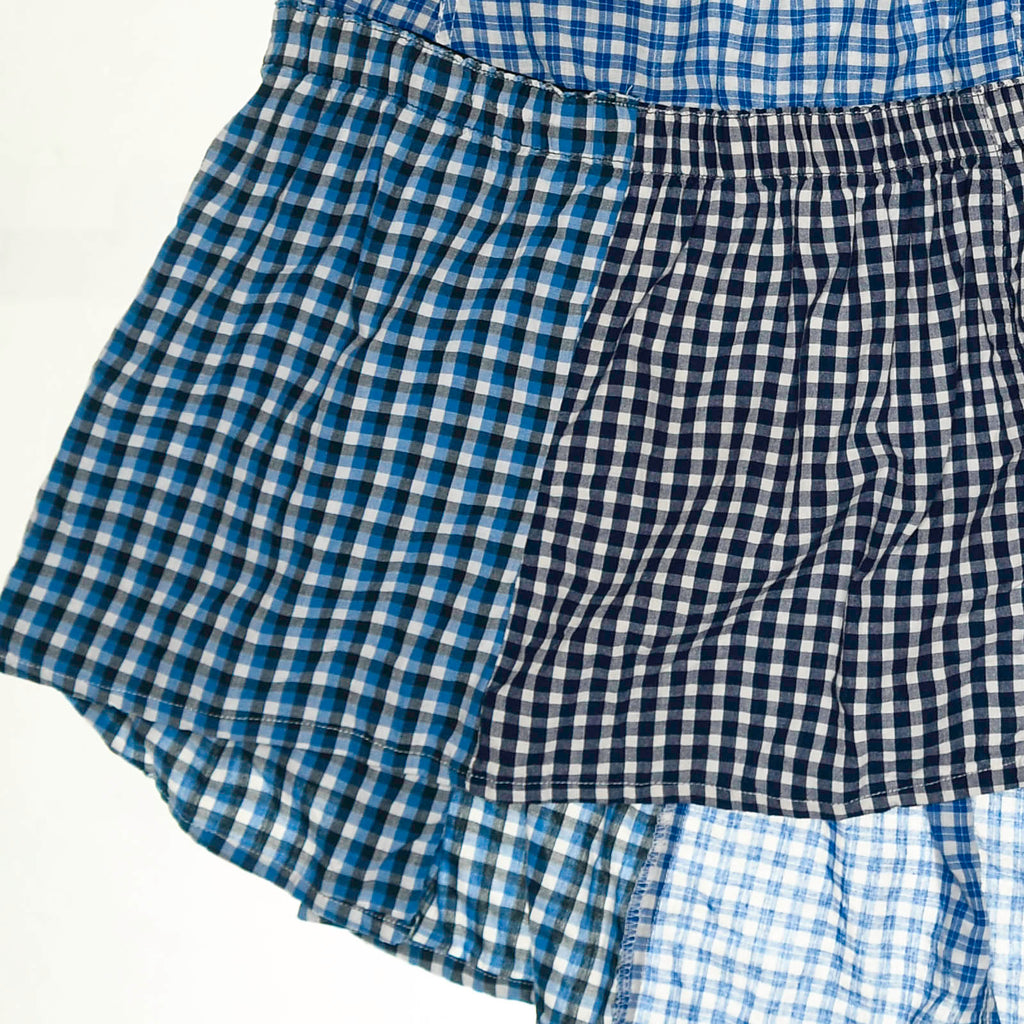 Blue Gingham Boxer Skirt Maxi