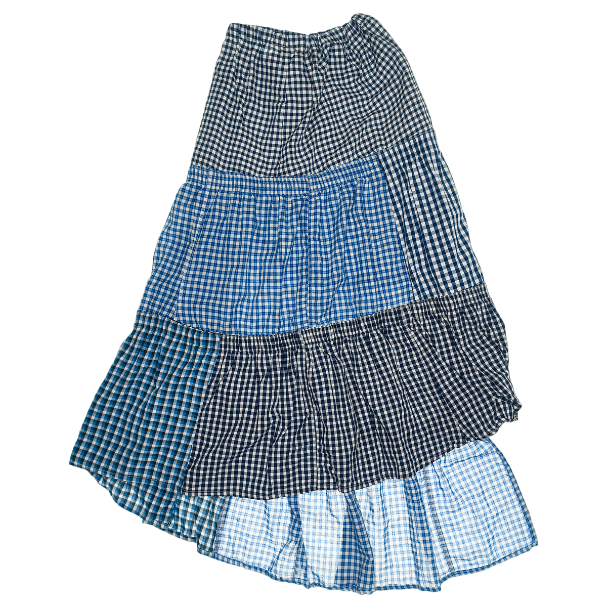 Blue Gingham Boxer Skirt Maxi