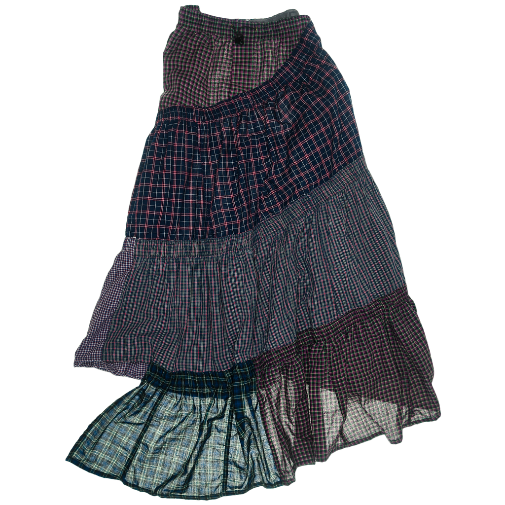 Dark Jewel Toned Asymmetric Boxer Skirt Maxi
