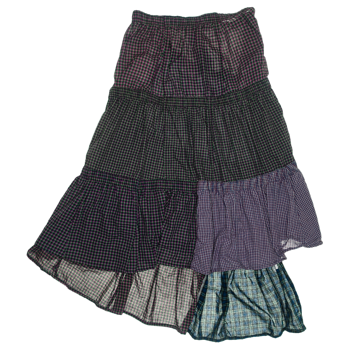 Dark Jewel Toned Asymmetric Boxer Skirt Maxi