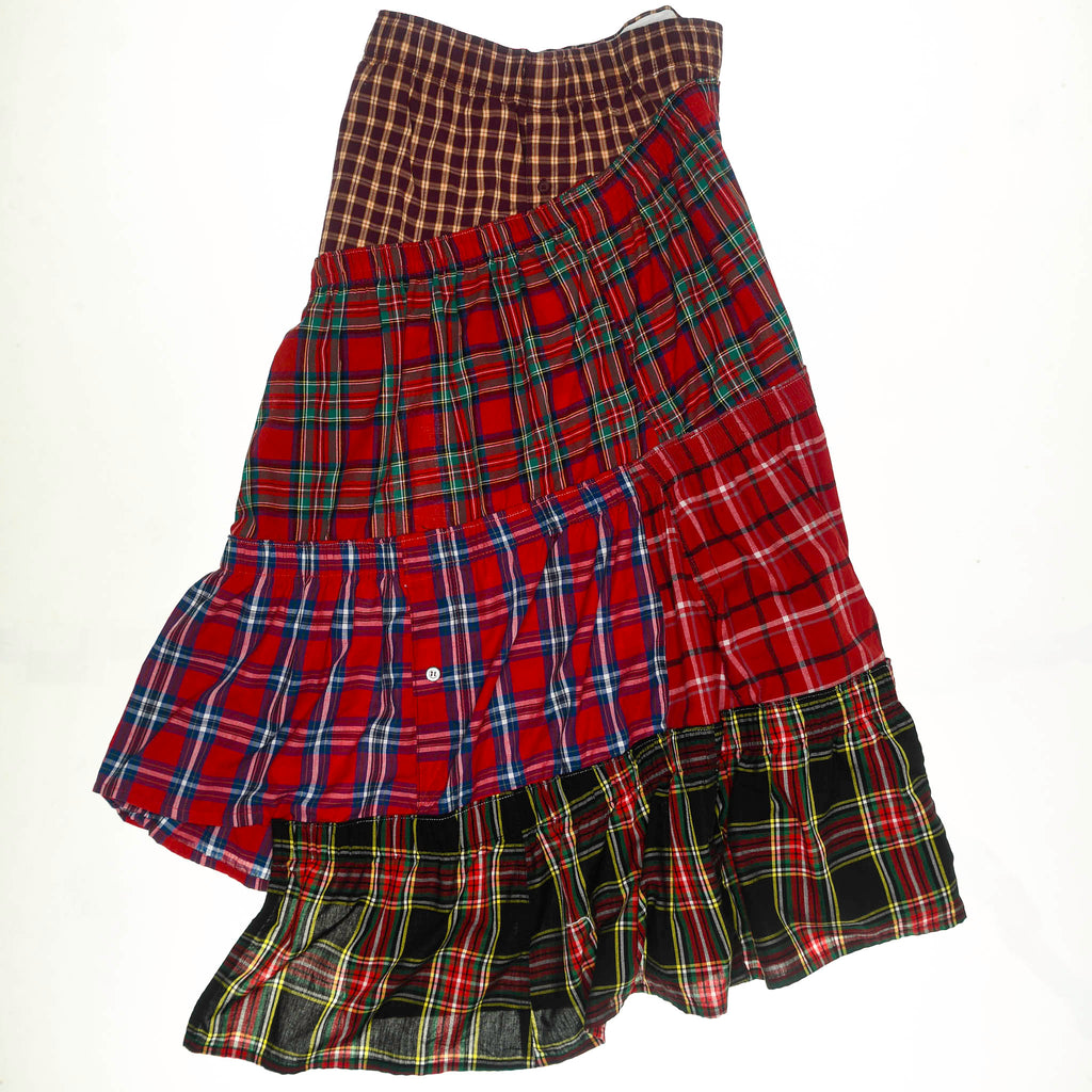 Red Tartan Plaid Boxer Skirt Maxi