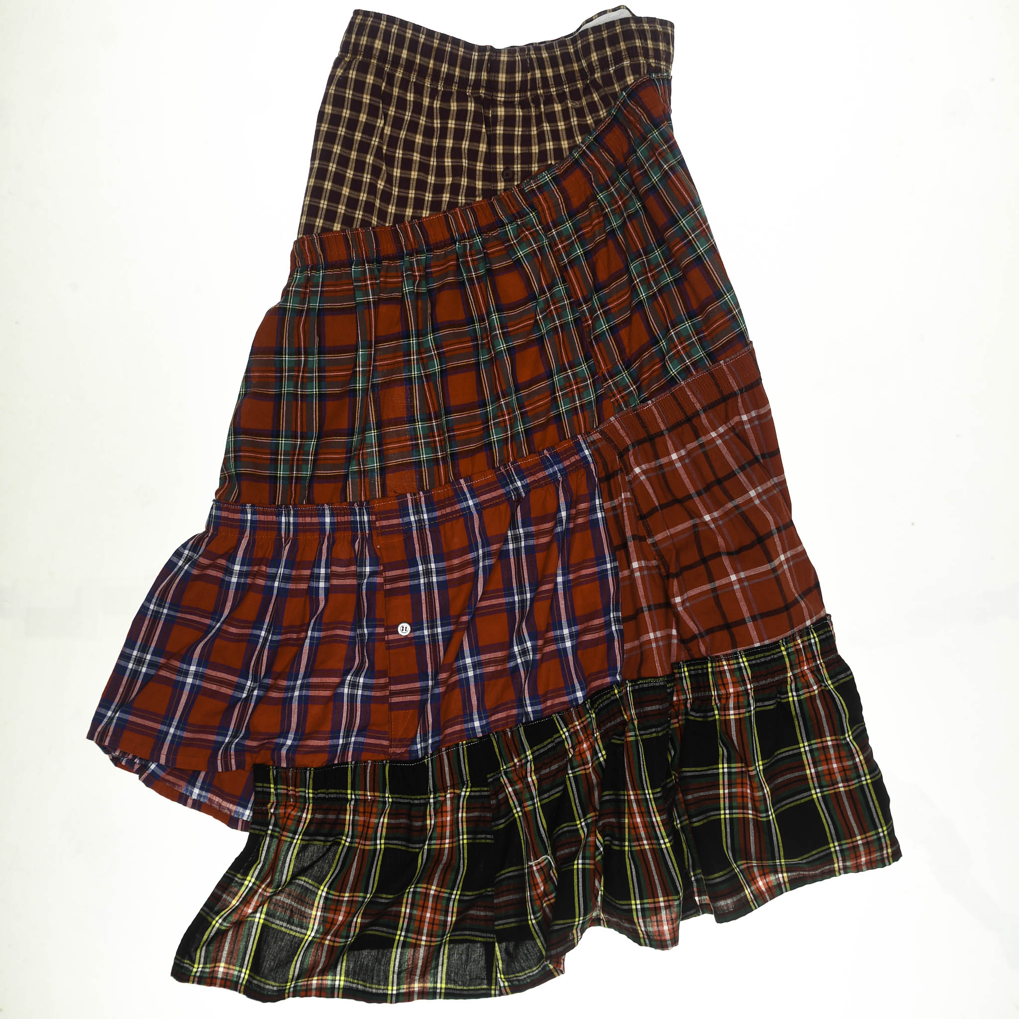 Red Tartan Plaid Boxer Skirt Maxi