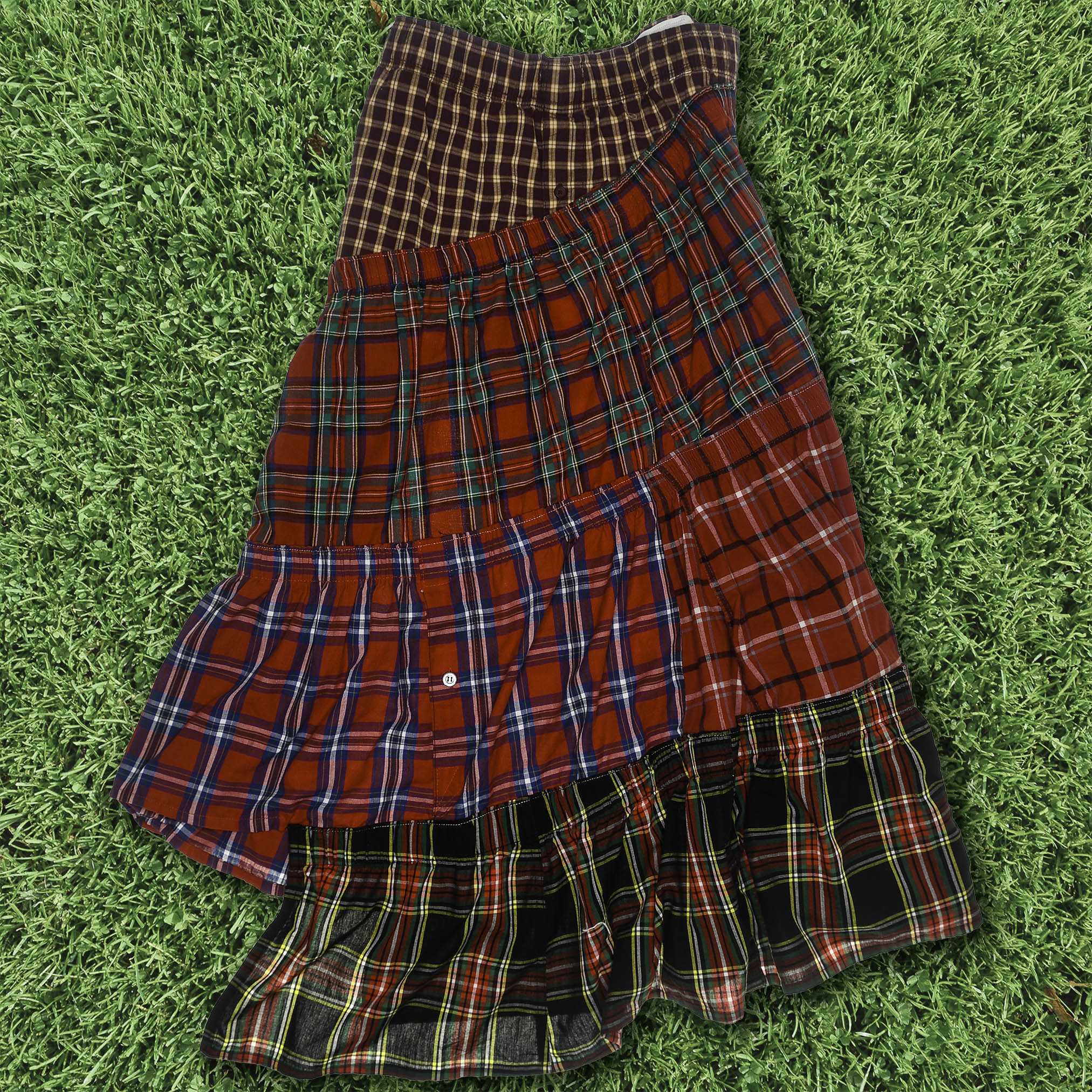Red Tartan Plaid Boxer Skirt Maxi