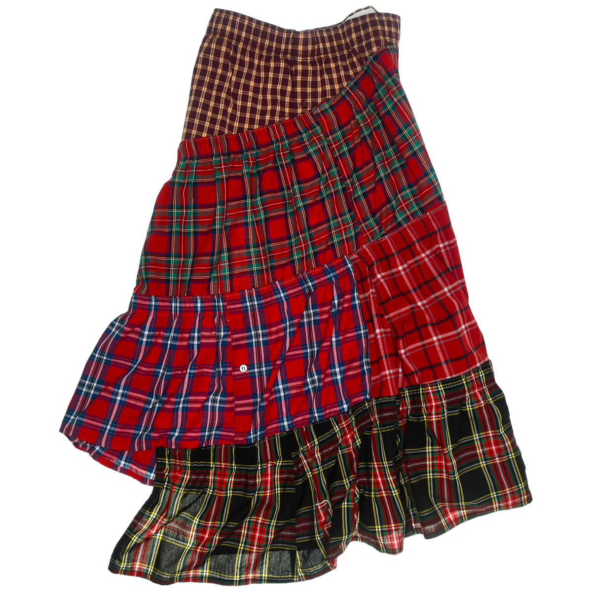 Red Tartan Plaid Boxer Skirt Maxi