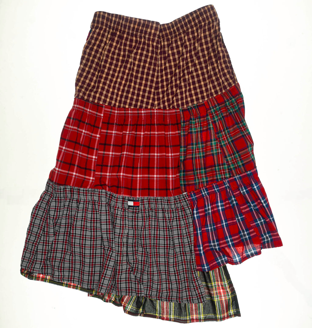 Red Tartan Plaid Boxer Skirt Maxi