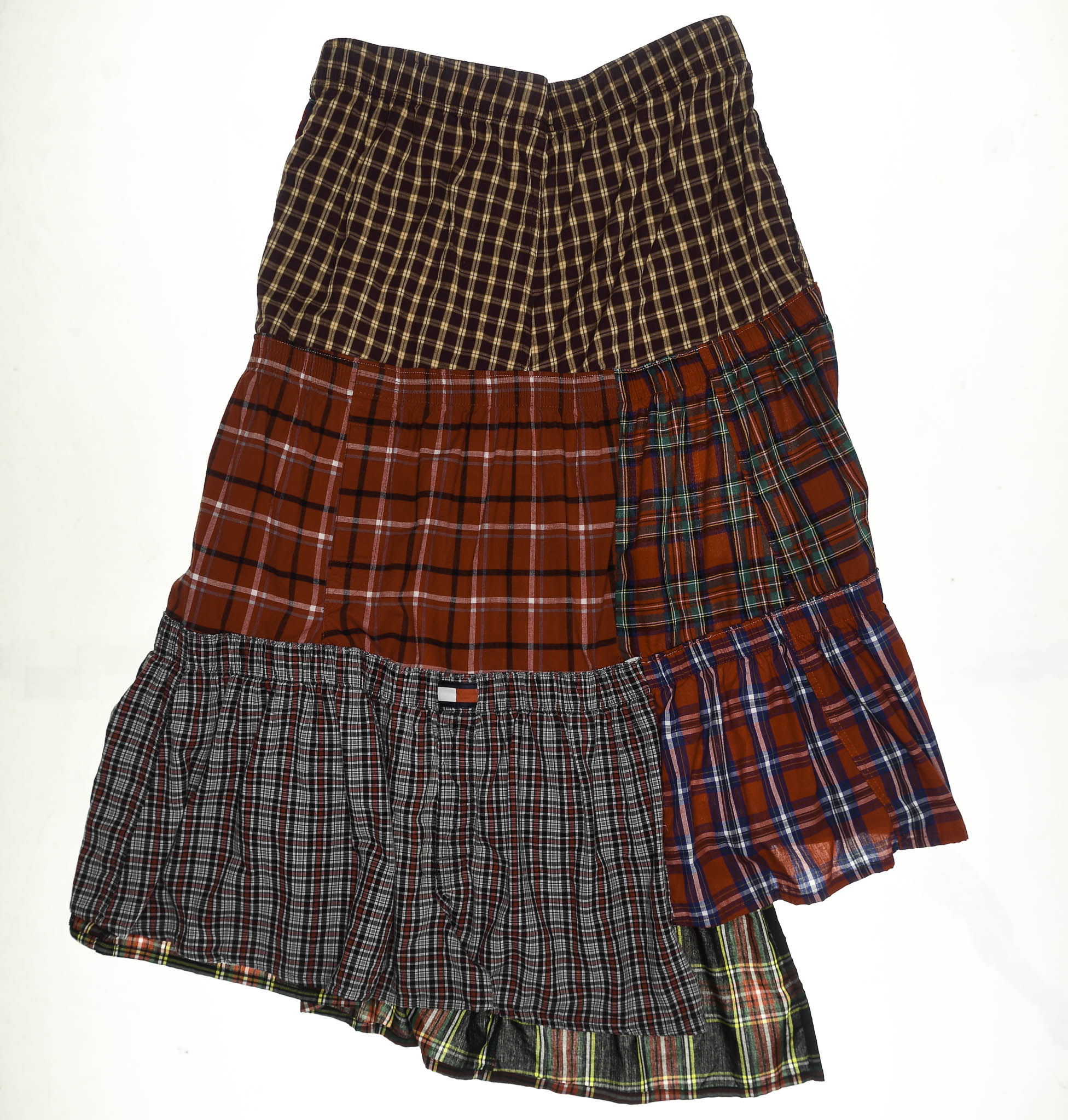 Red Tartan Plaid Boxer Skirt Maxi