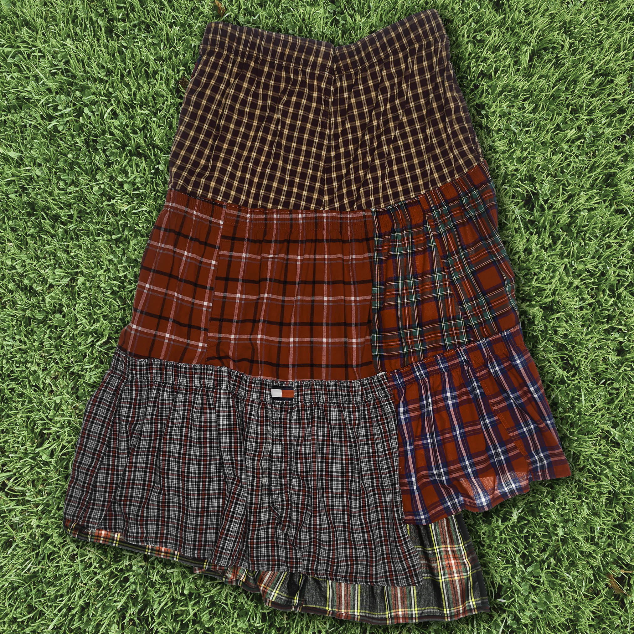 Red Tartan Plaid Boxer Skirt Maxi