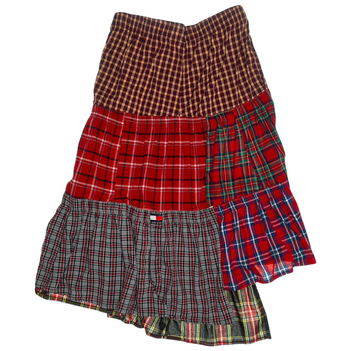 Red Tartan Plaid Boxer Skirt Maxi