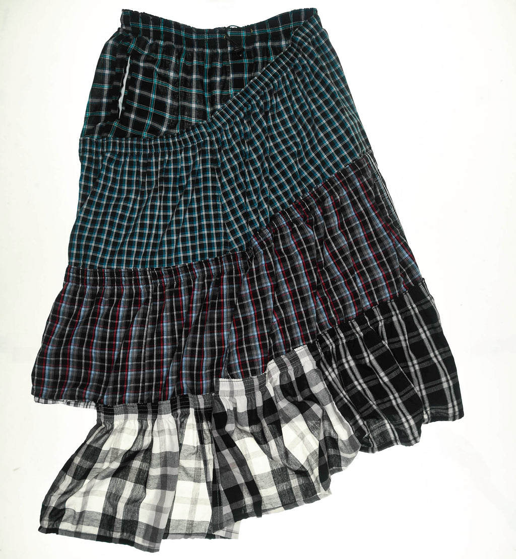 Tiered Grunge Boxer Skirt Maxi