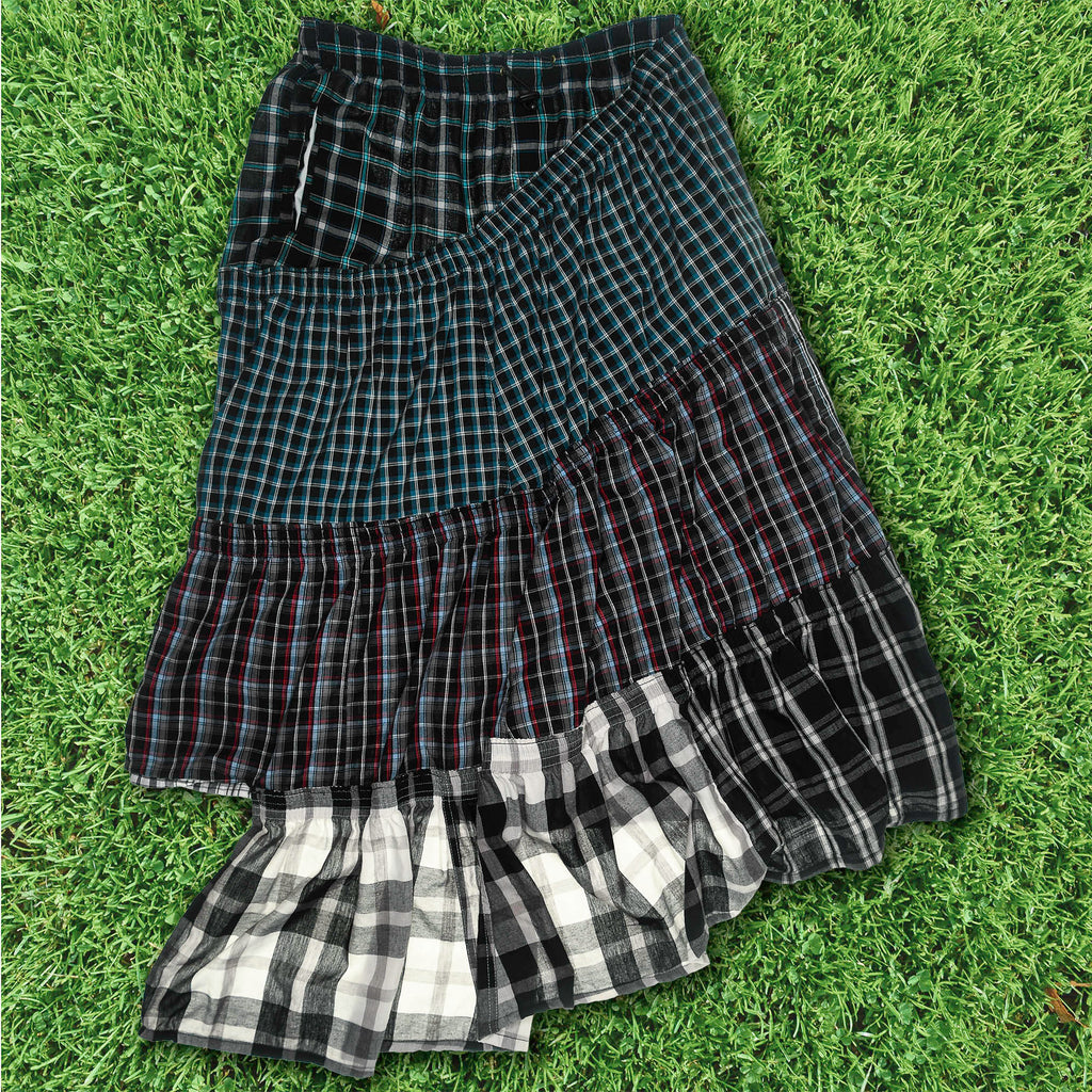 Tiered Grunge Boxer Skirt Maxi