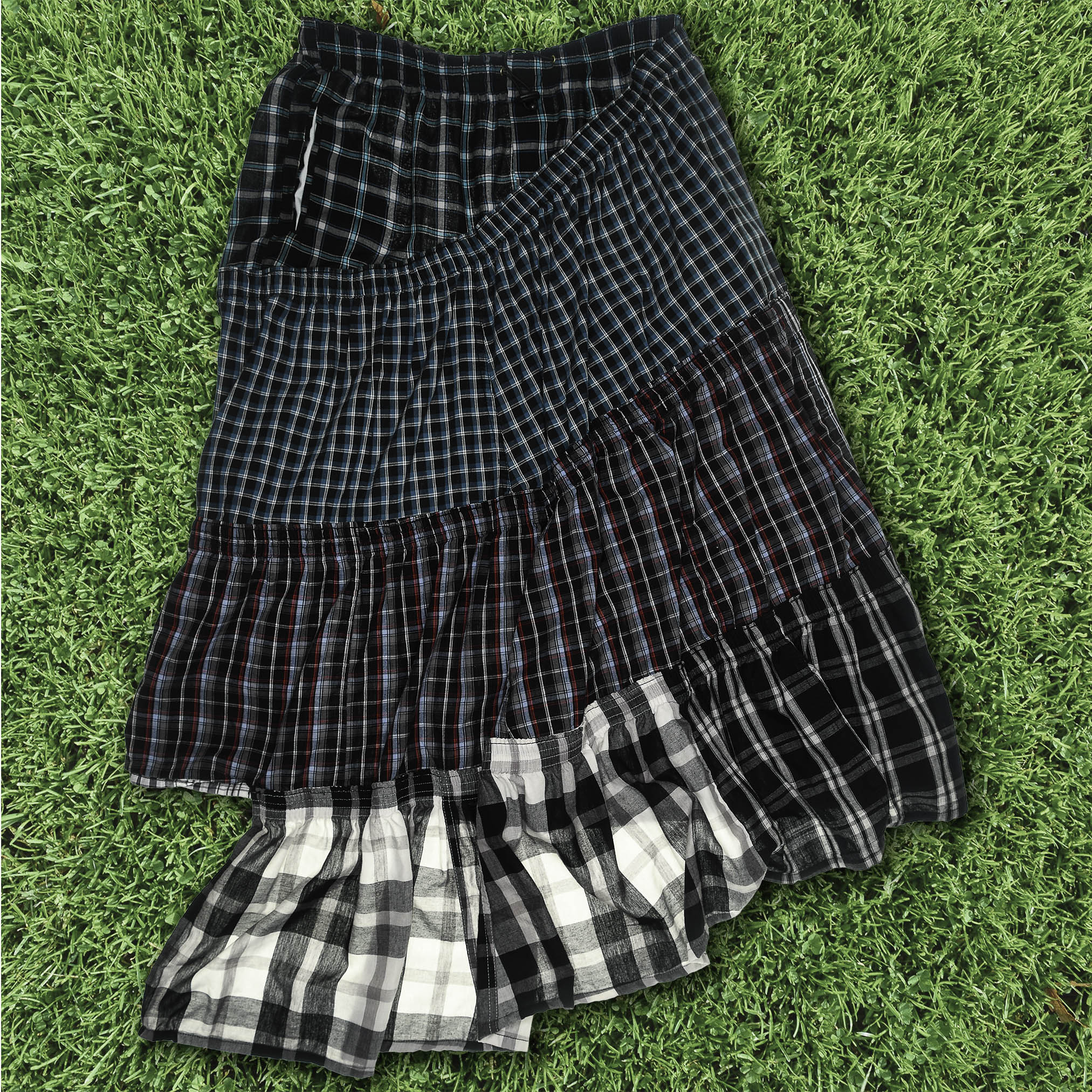 Tiered Grunge Boxer Skirt Maxi