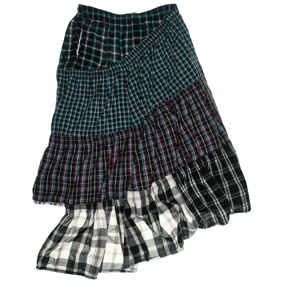Tiered Grunge Boxer Skirt Maxi