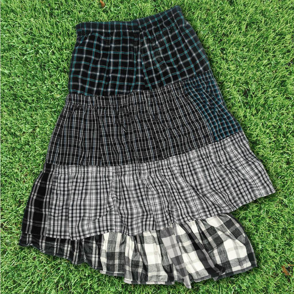 Tiered Grunge Boxer Skirt Maxi