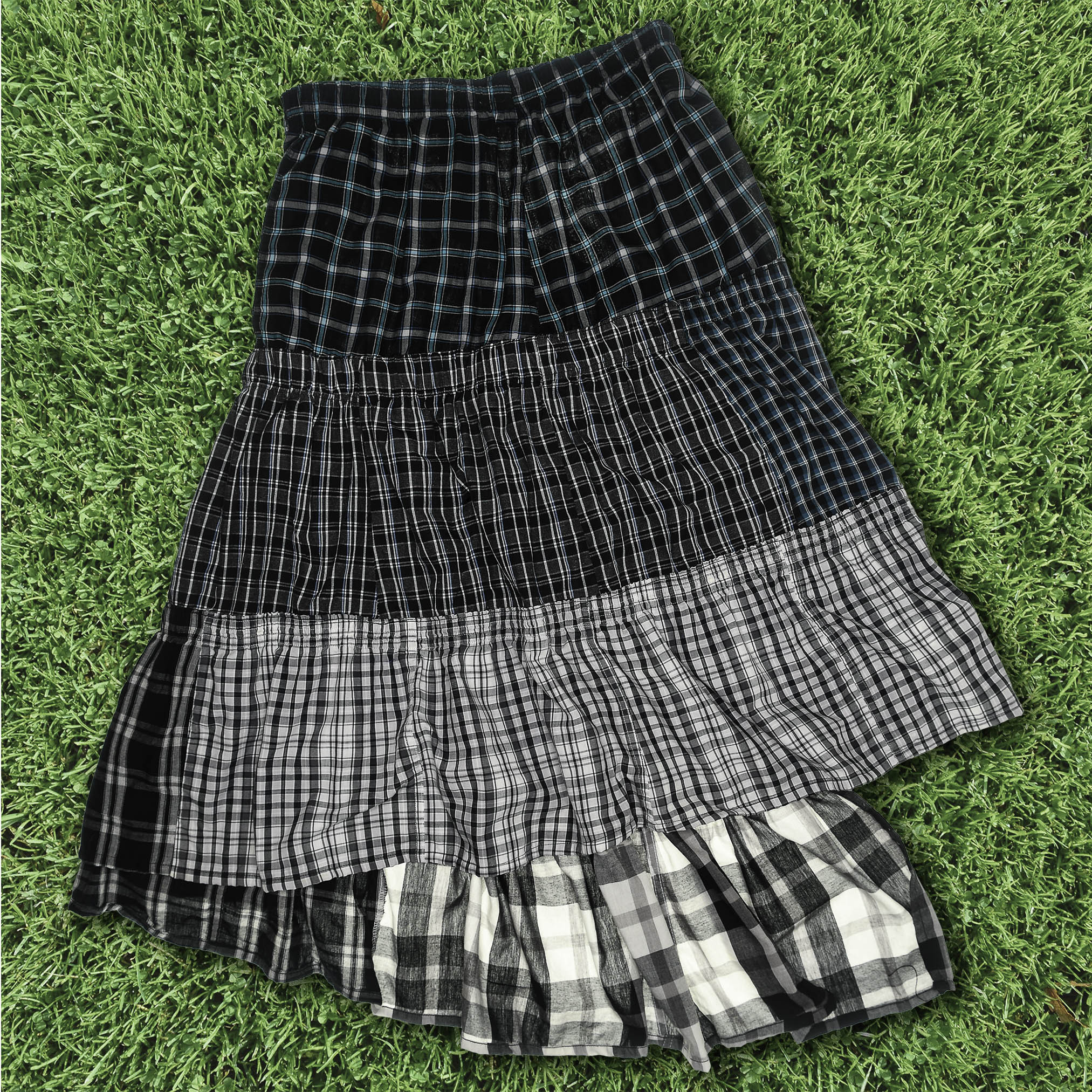 Tiered Grunge Boxer Skirt Maxi