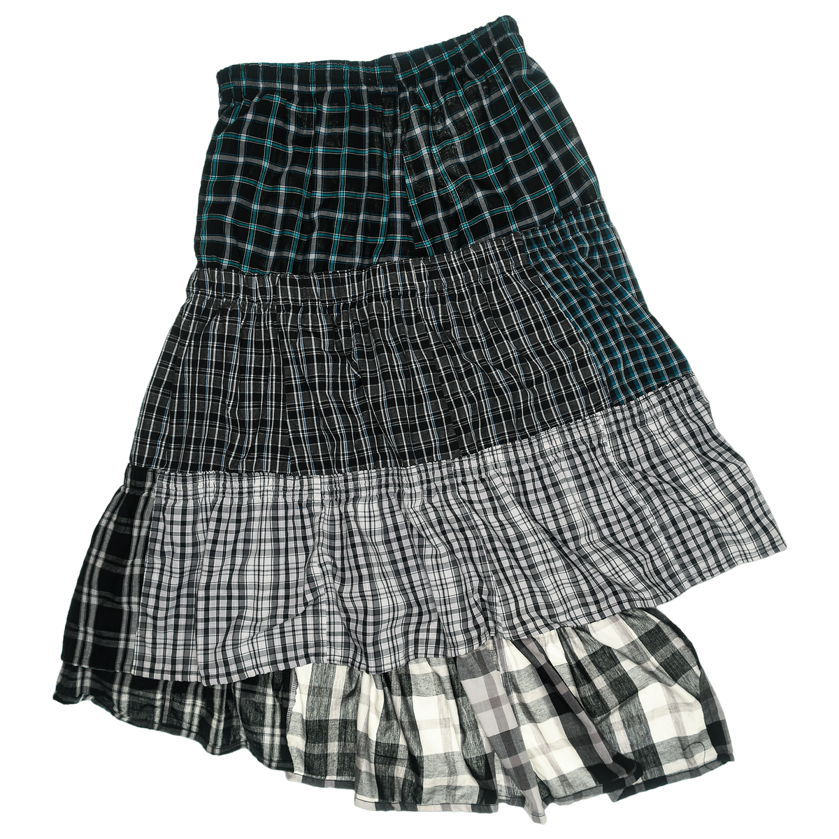 Tiered Grunge Boxer Skirt Maxi