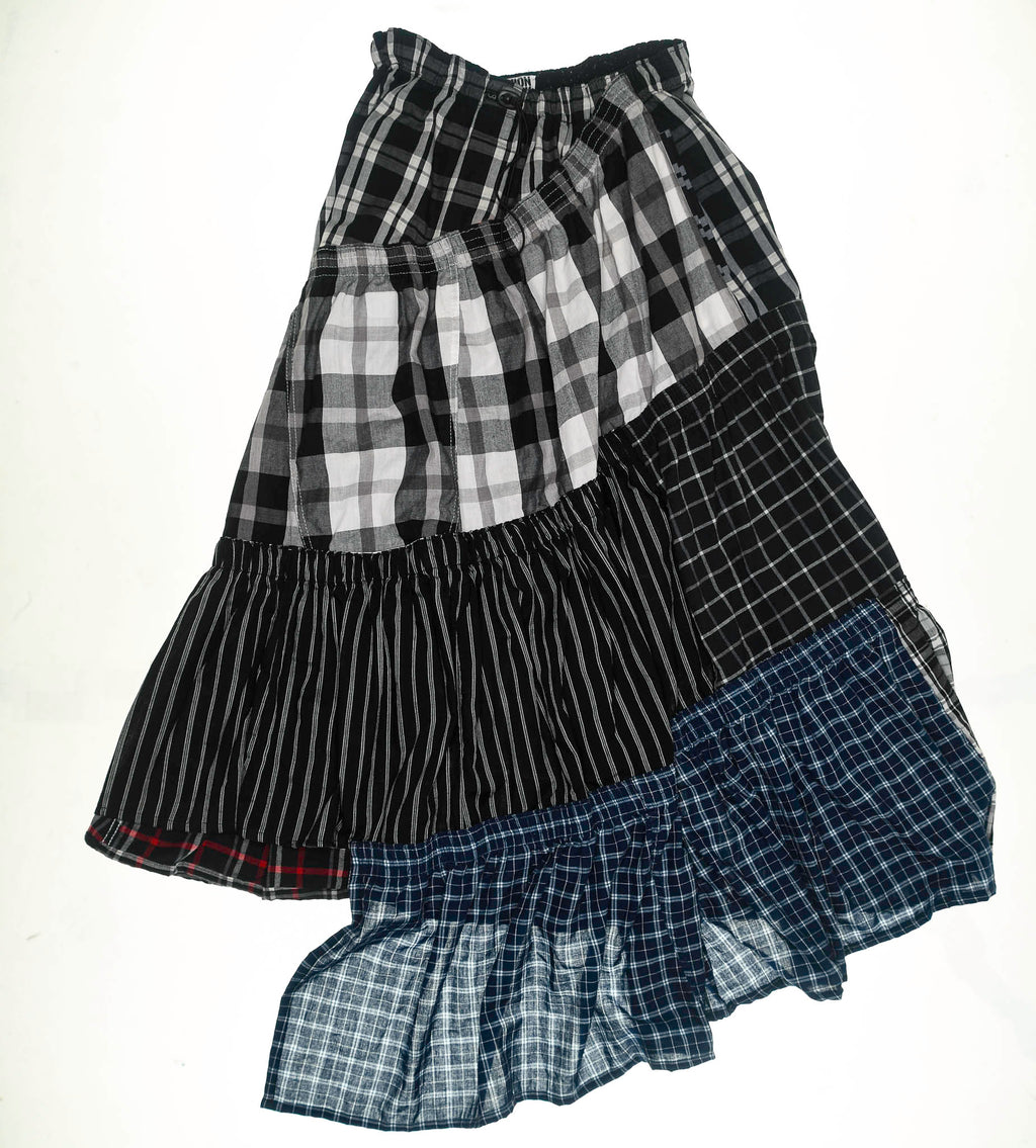 Contrast Plaid Tiered Boxer Skirt Maxi