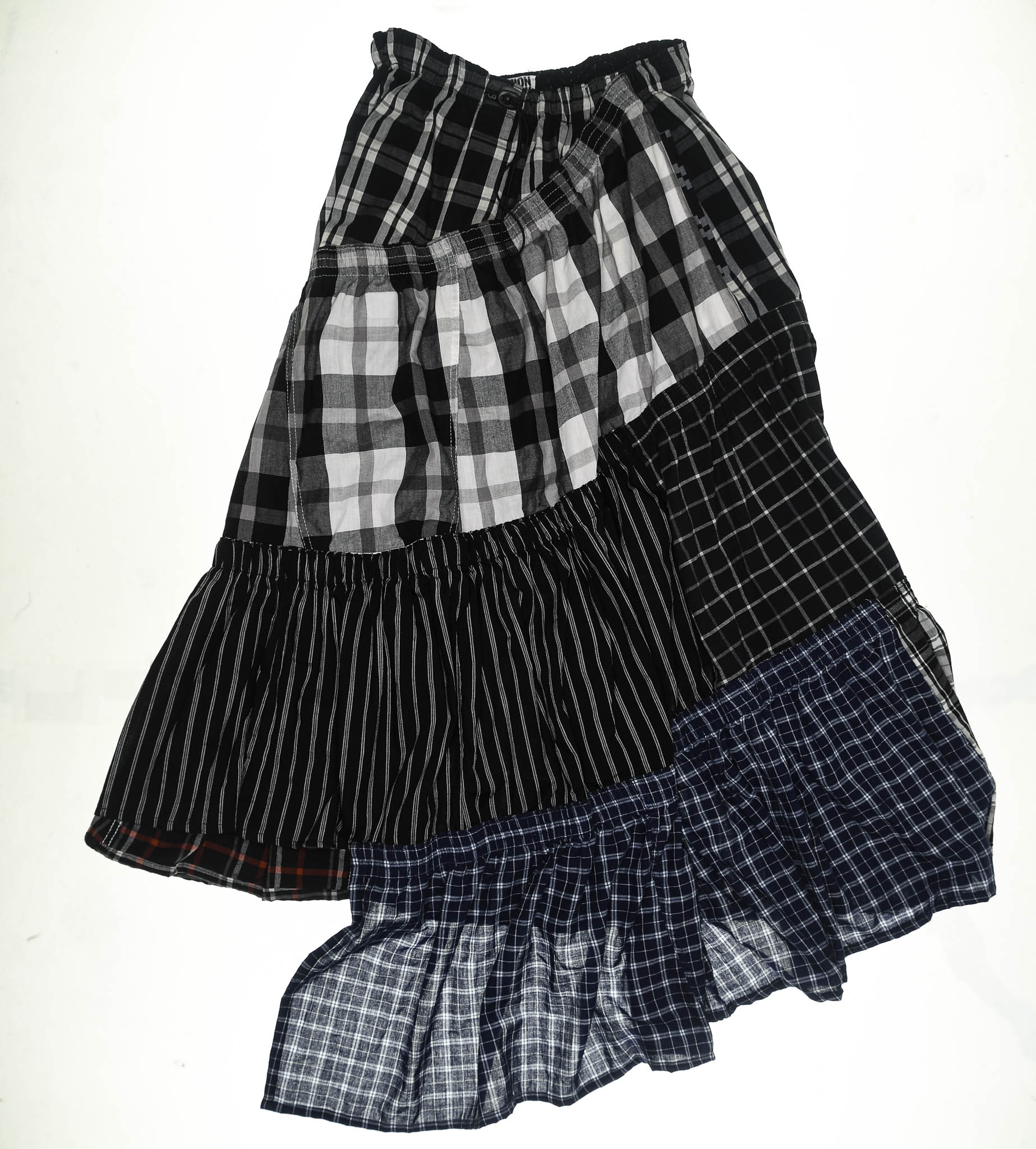 Contrast Plaid Tiered Boxer Skirt Maxi