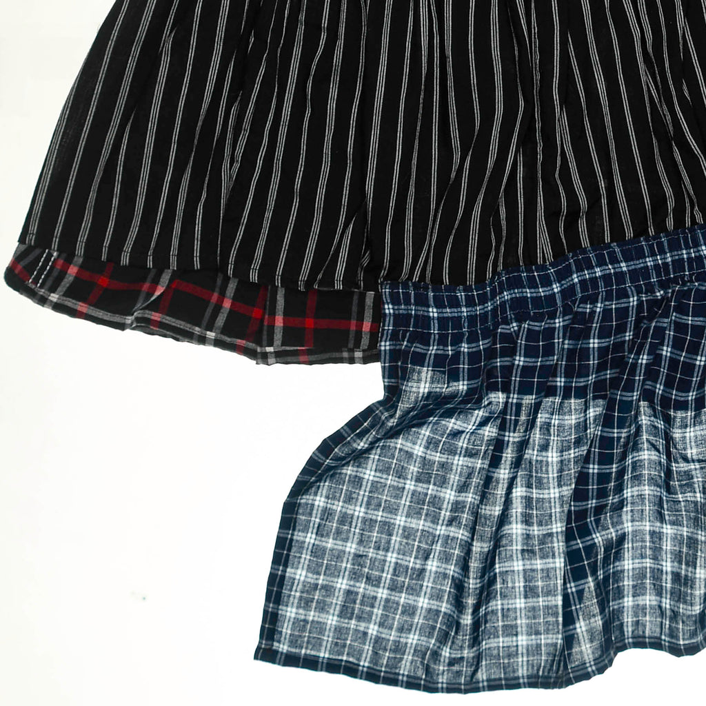 Contrast Plaid Tiered Boxer Skirt Maxi