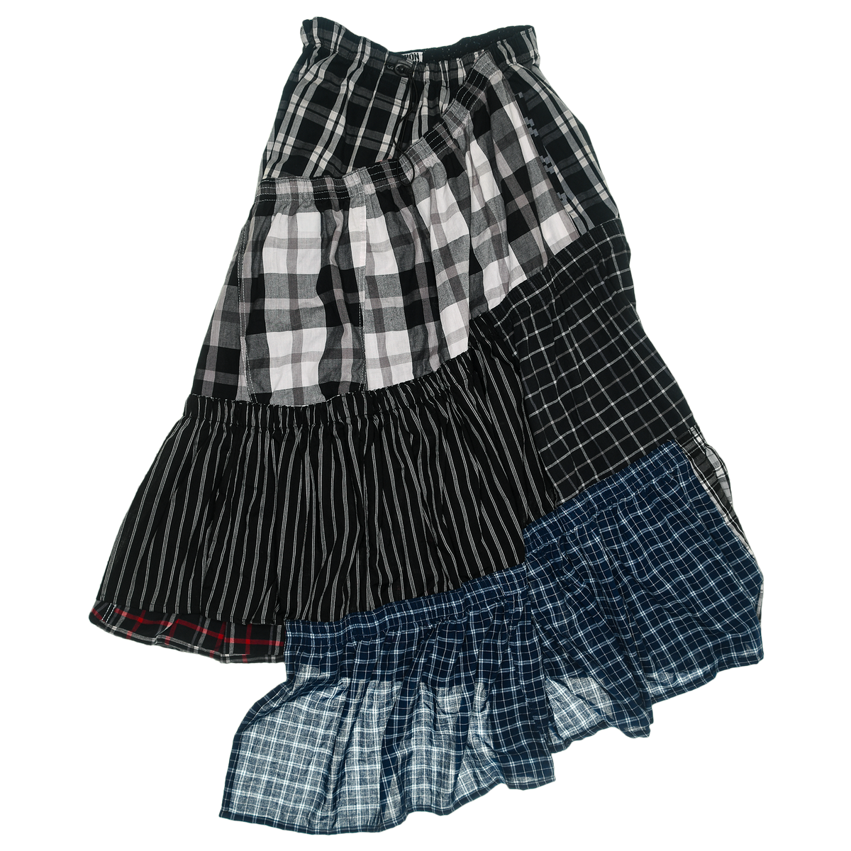 Contrast Plaid Tiered Boxer Skirt Maxi