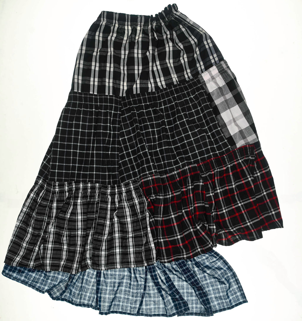 Contrast Plaid Tiered Boxer Skirt Maxi