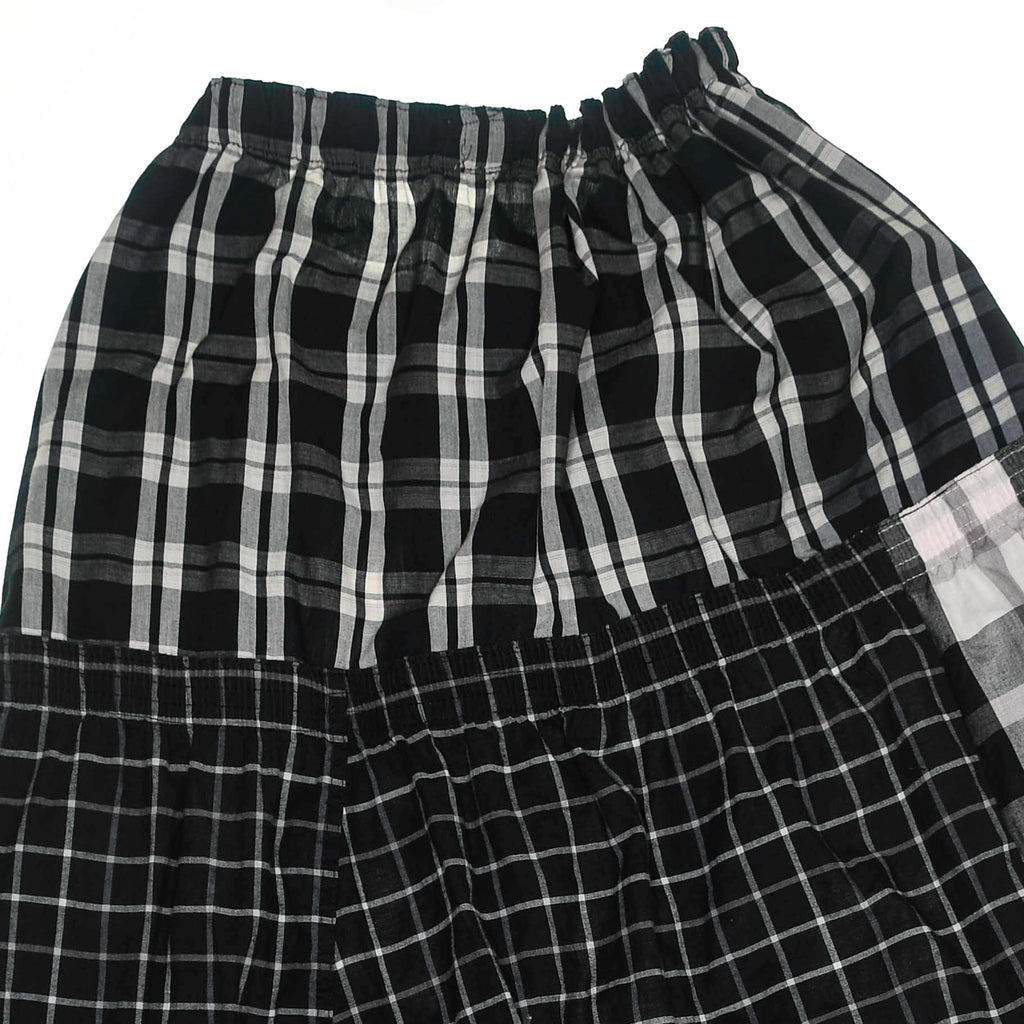 Contrast Plaid Tiered Boxer Skirt Maxi