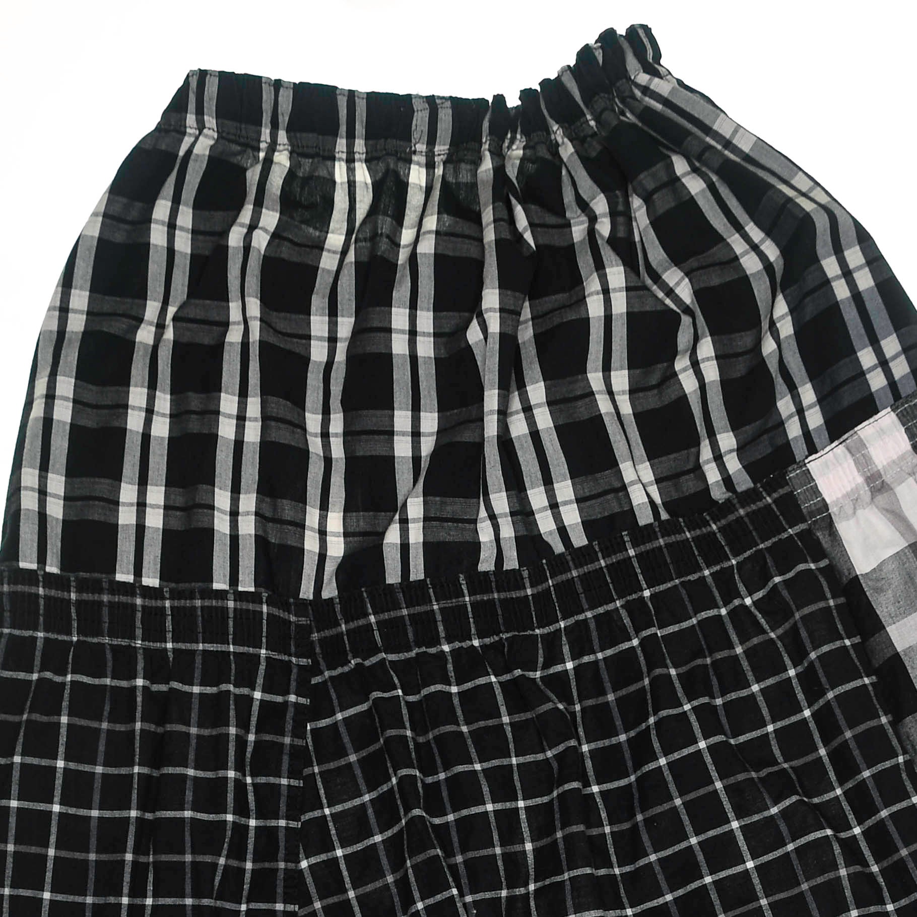 Contrast Plaid Tiered Boxer Skirt Maxi