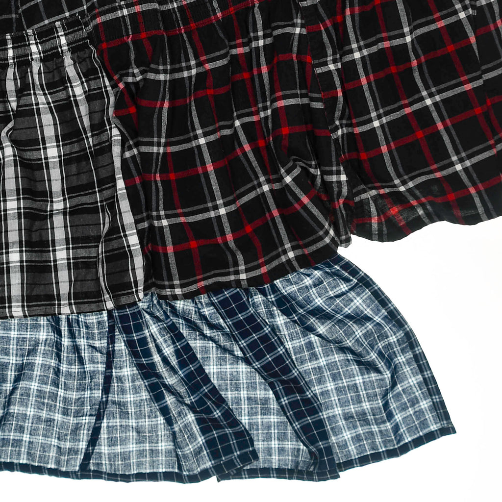 Contrast Plaid Tiered Boxer Skirt Maxi