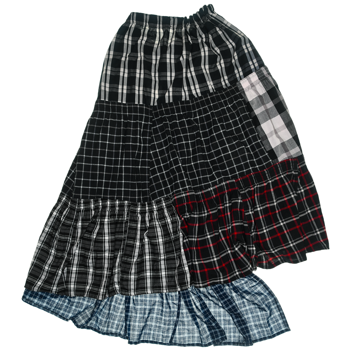 Contrast Plaid Tiered Boxer Skirt Maxi