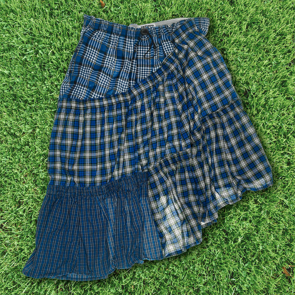 Mixed Blue Boxer Skirt Midi