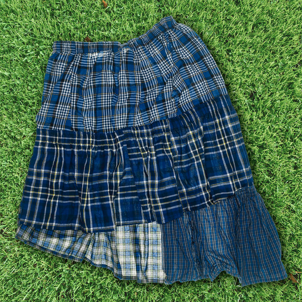 Mixed Blue Boxer Skirt Midi