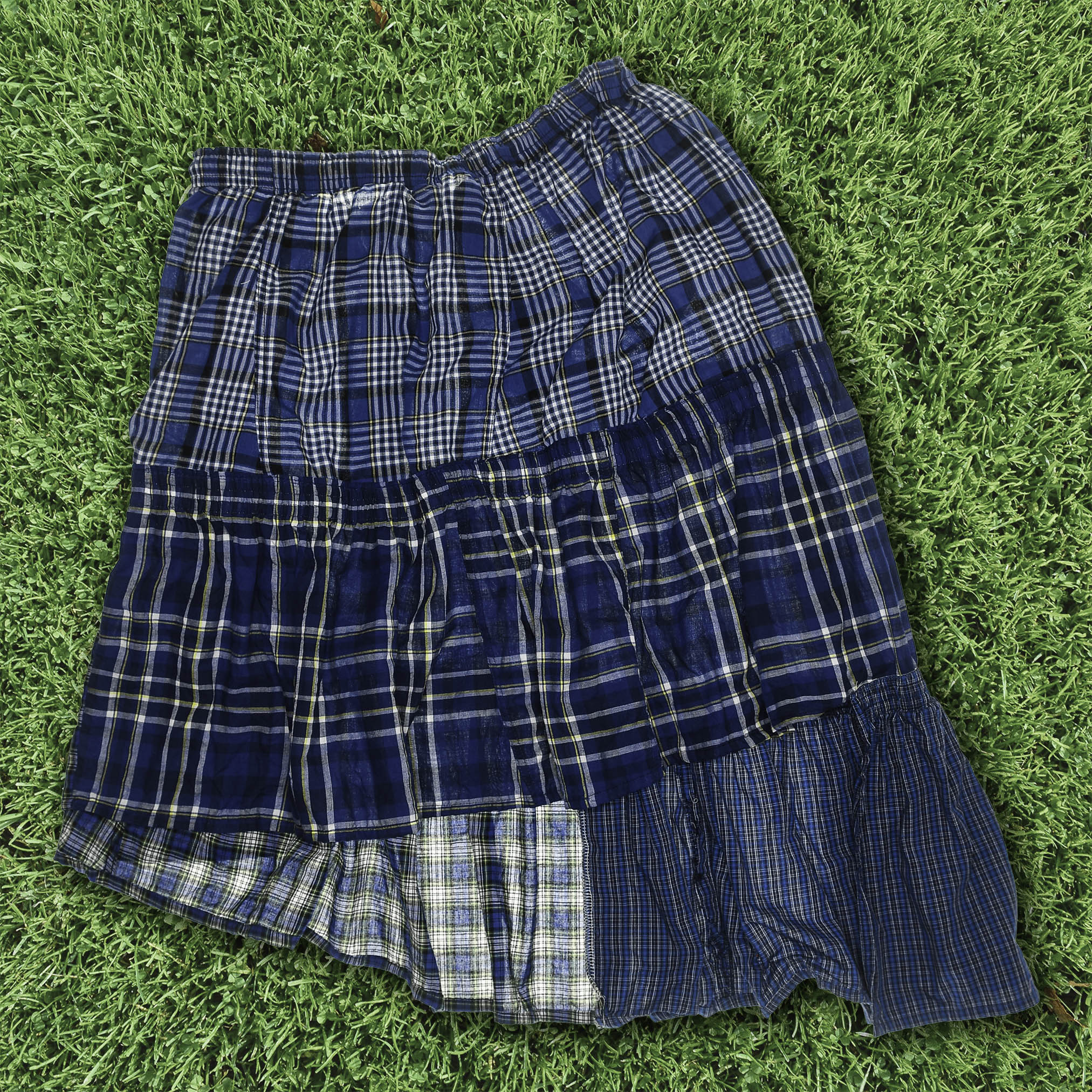 Mixed Blue Boxer Skirt Midi