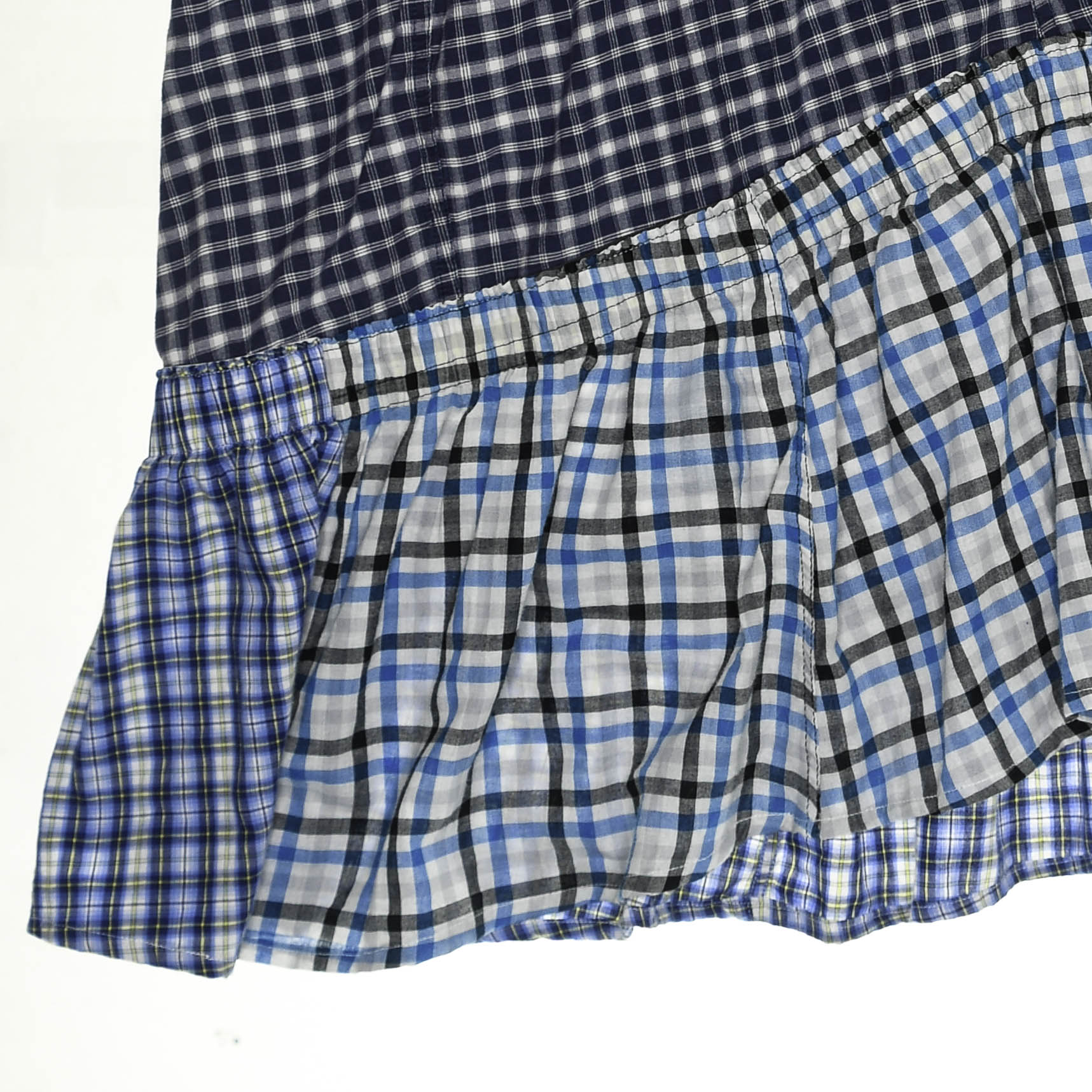 Blue & Grey Plaid Boxer Skirt Midi