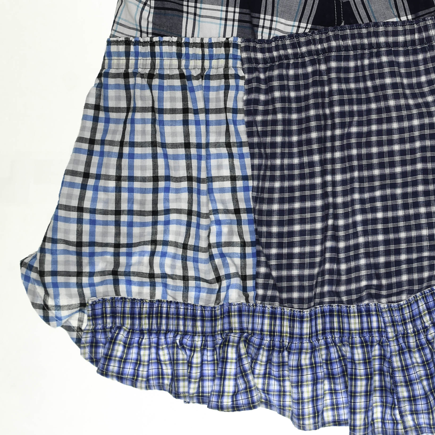 Blue & Grey Plaid Boxer Skirt Midi