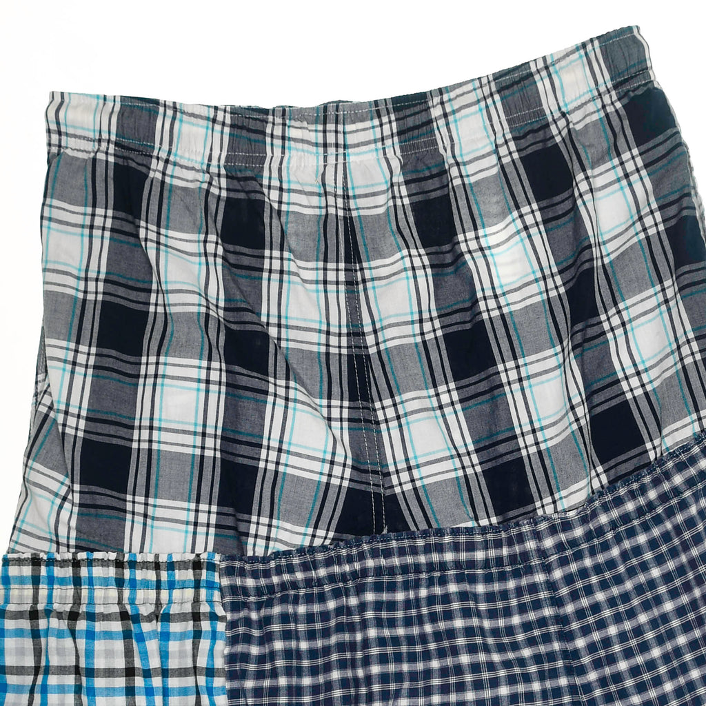 Blue & Grey Plaid Boxer Skirt Midi