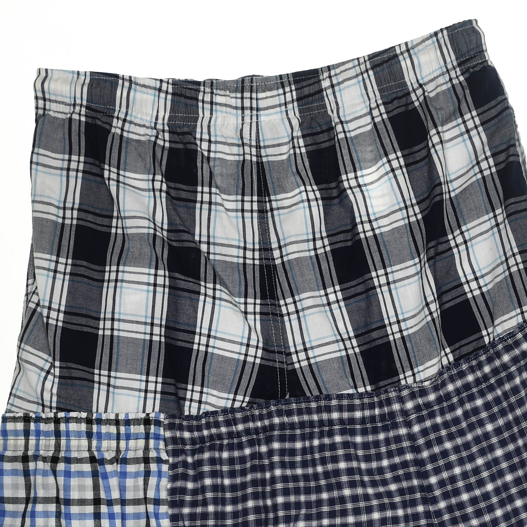 Blue & Grey Plaid Boxer Skirt Midi