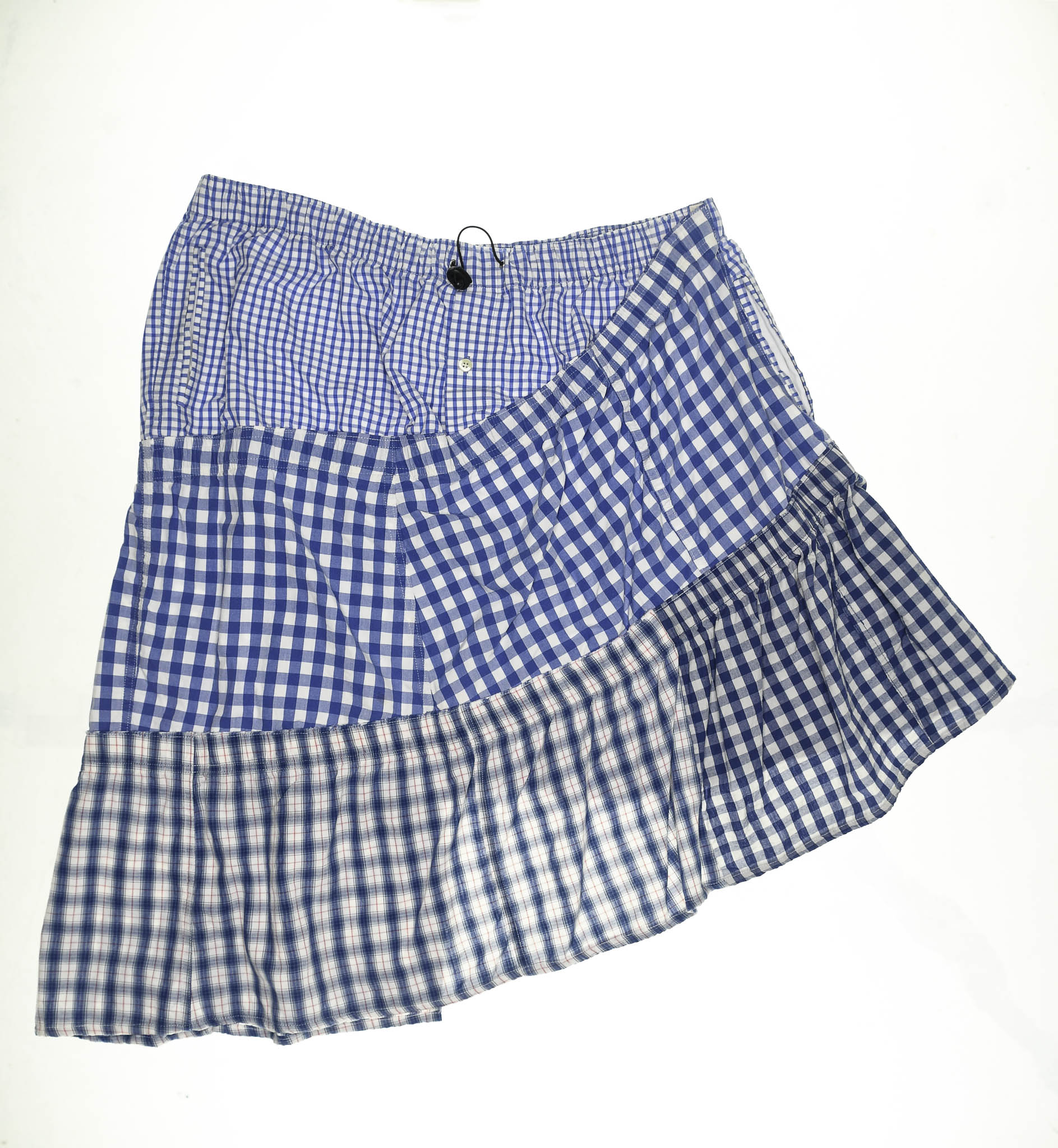 Light Blue Gingham Boxer Skirt Midi