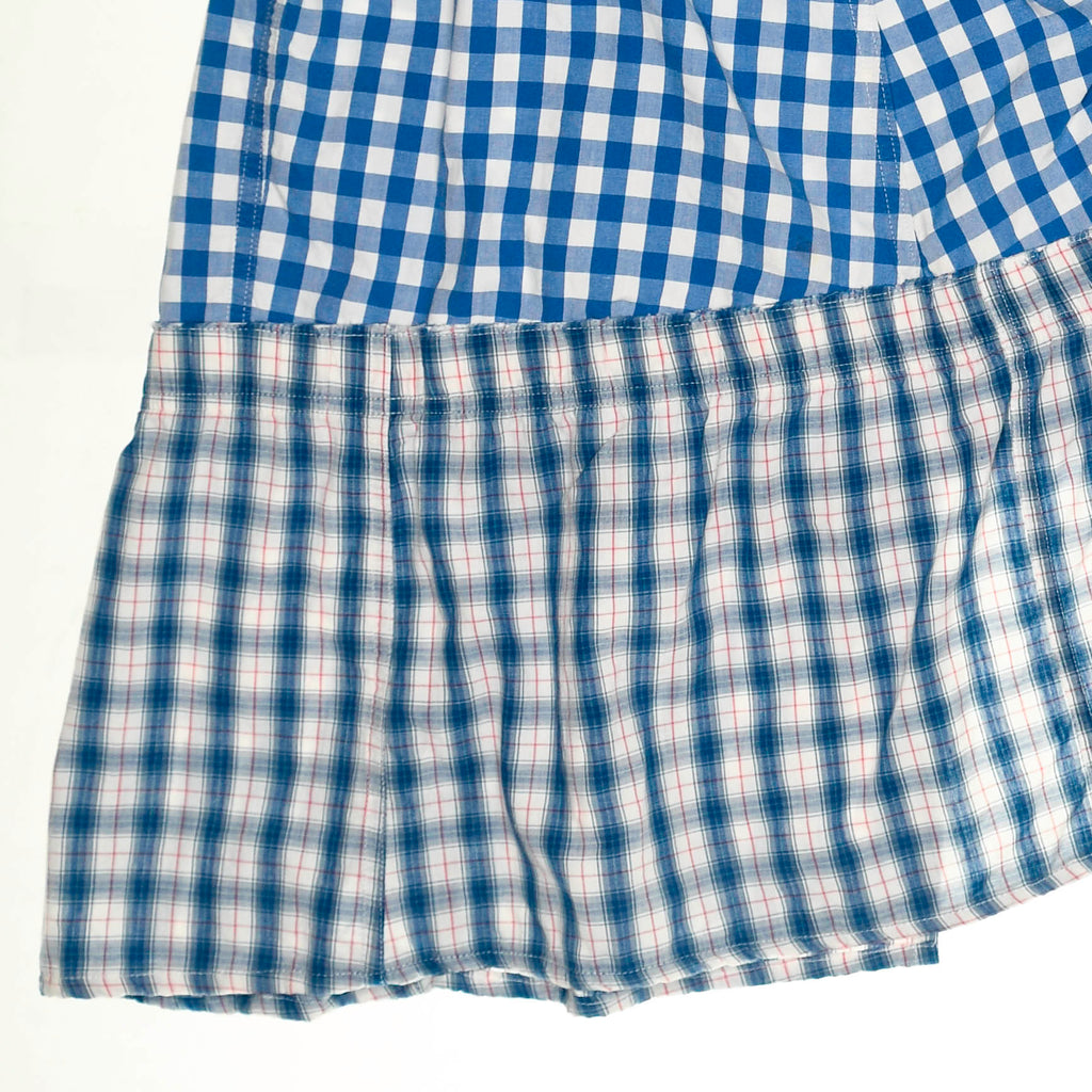 Light Blue Gingham Boxer Skirt Midi