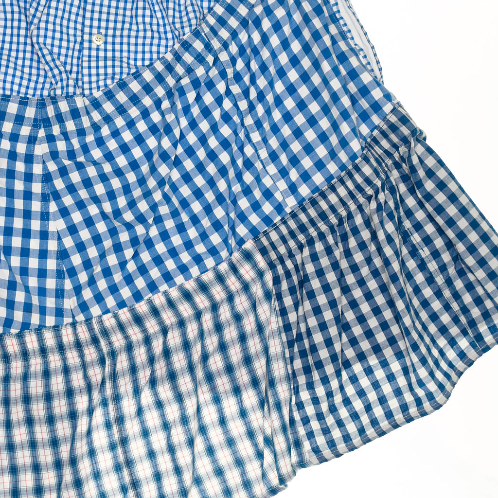 Light Blue Gingham Boxer Skirt Midi