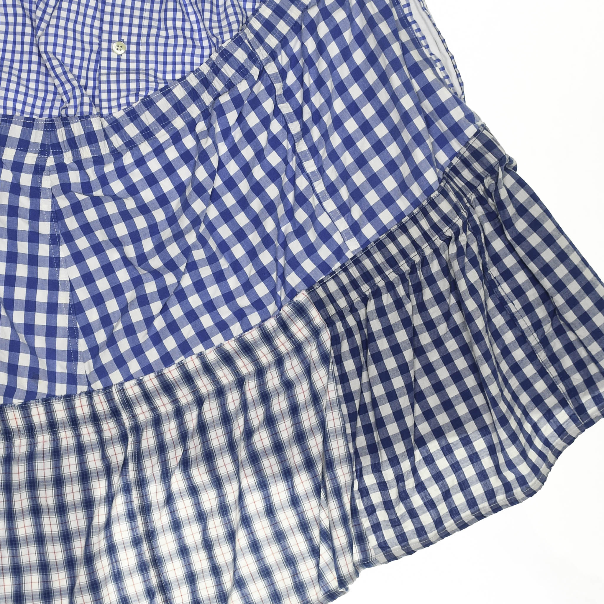 Light Blue Gingham Boxer Skirt Midi