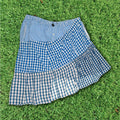 Light Blue Gingham Boxer Skirt Midi