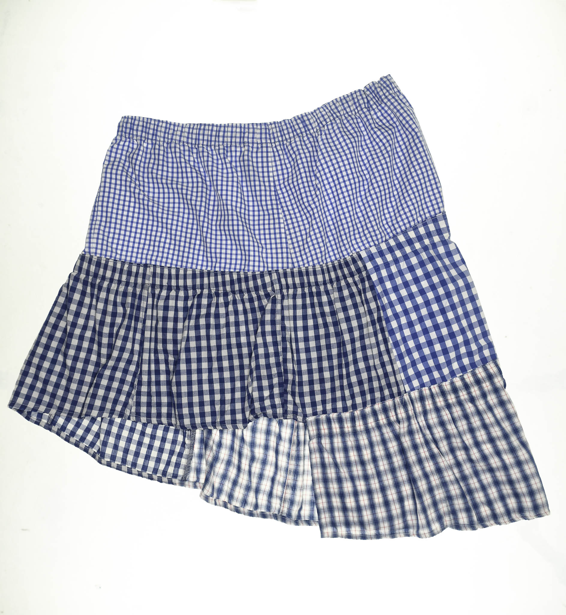 Light Blue Gingham Boxer Skirt Midi
