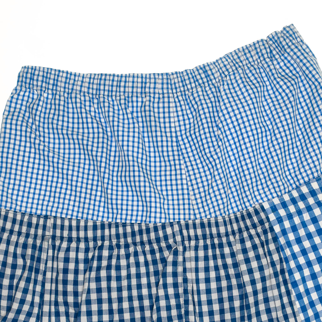Light Blue Gingham Boxer Skirt Midi